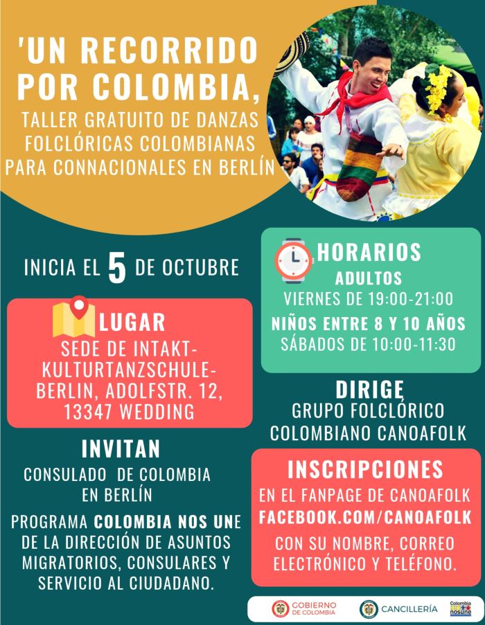 Taller de danzas folclóricas colombianas para colombianos en Berlín