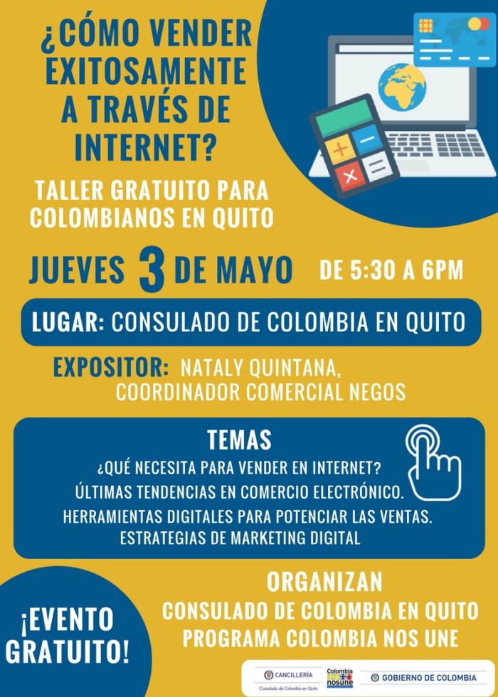 Ventas a través de internet: taller gratuito para colombianos en Quito