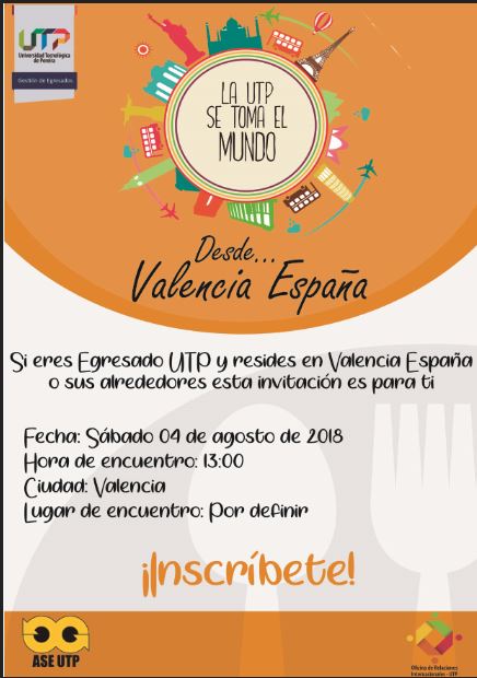 Nos vemos en Valencia España el 4 de Agosto de 2018