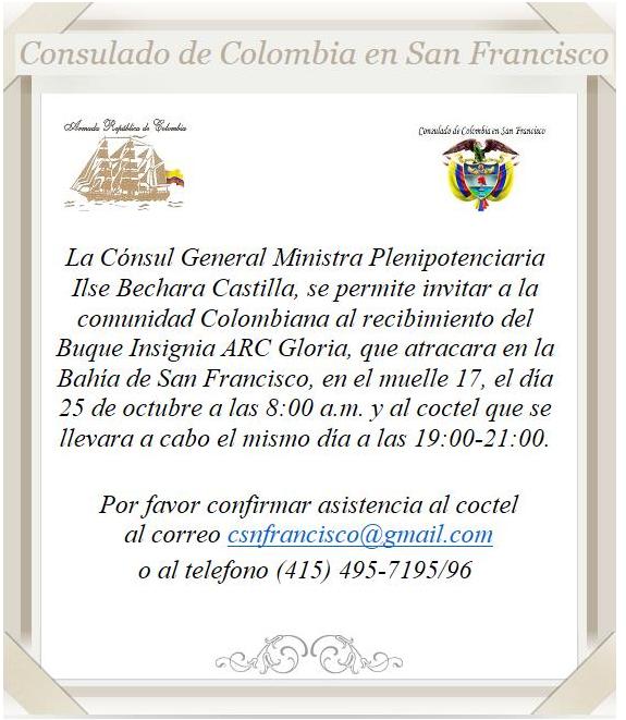Invitación Buque Gloria en San Francisco