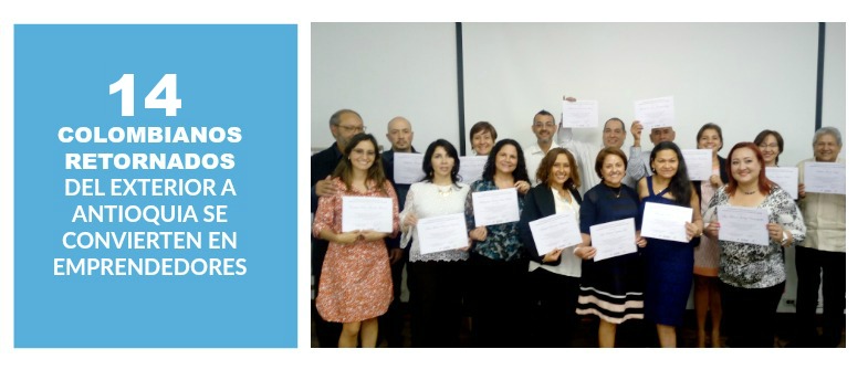 14 colombianos que regresaron del exterior a Antioquia se convierten en emprendedores