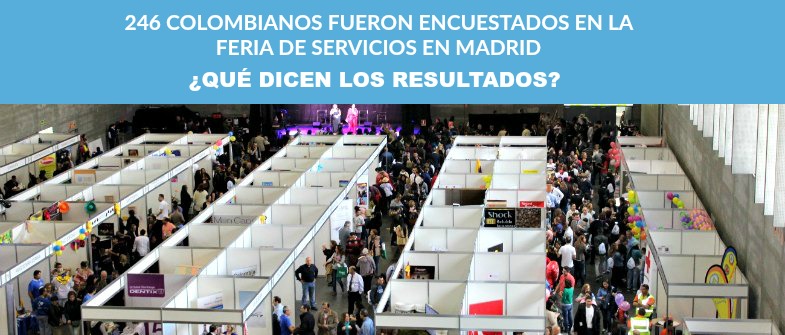 encuestas a colombianos en feria de servicios en Madrid