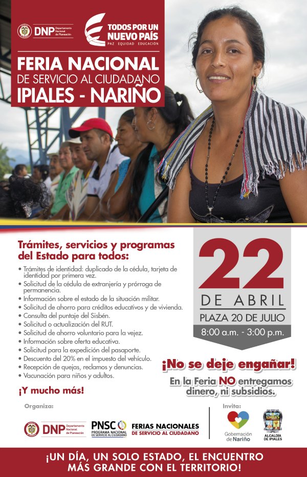 Feria Nacional de servicio al ciudadano en Ipiales Nariño