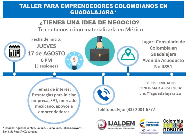 Taller de emprendimiento para colombianos en Guadalajara