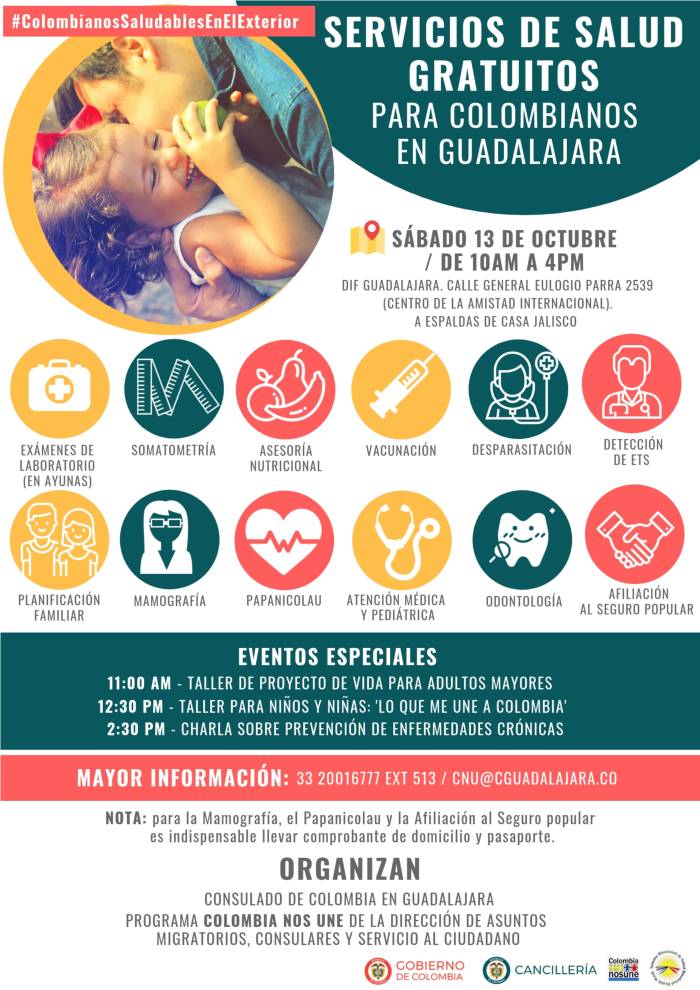 Servicios gratuitos de salud para colombianos en Guadalajara
