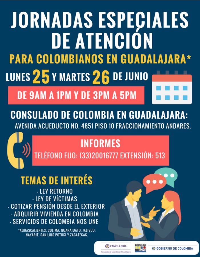 Jornadas especiales de atención a colombianos en Guadalajara