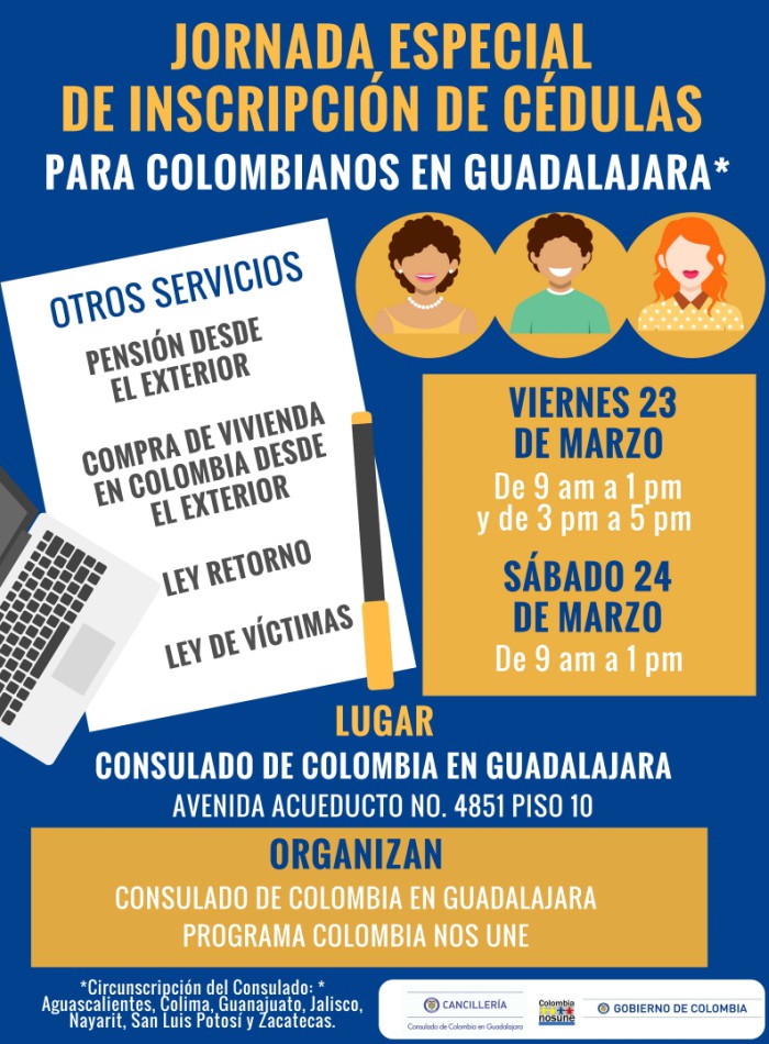 jornada de inscripción de cédulas para colombianos en Guadalajara