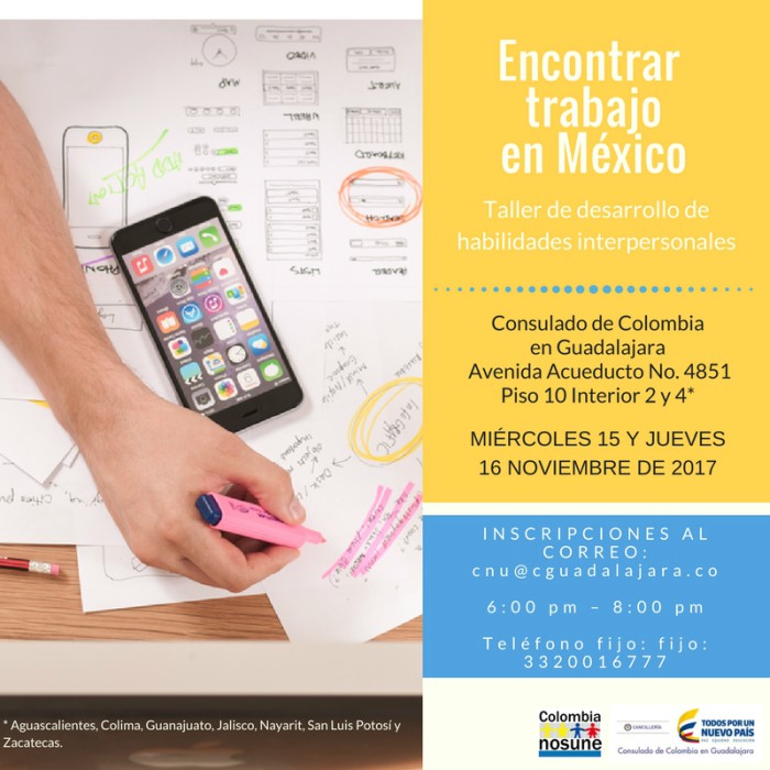 taller de empleo para colombianos en Guadalajara