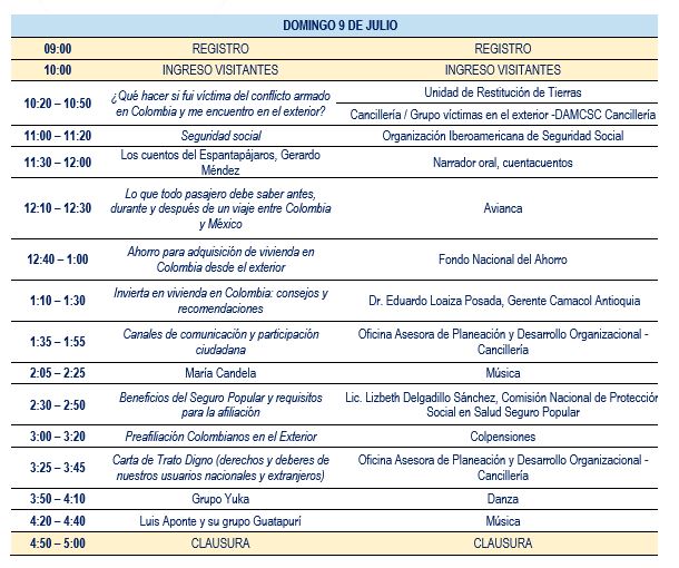 Programación Feria México domingo