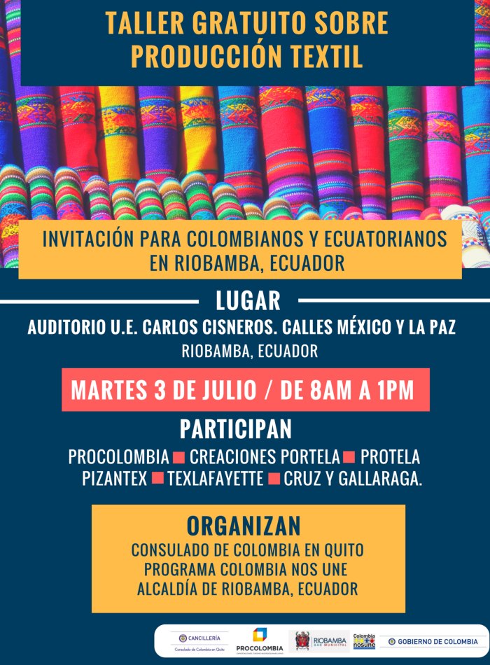 Taller sobre producción textil para colombianos en Ecuador