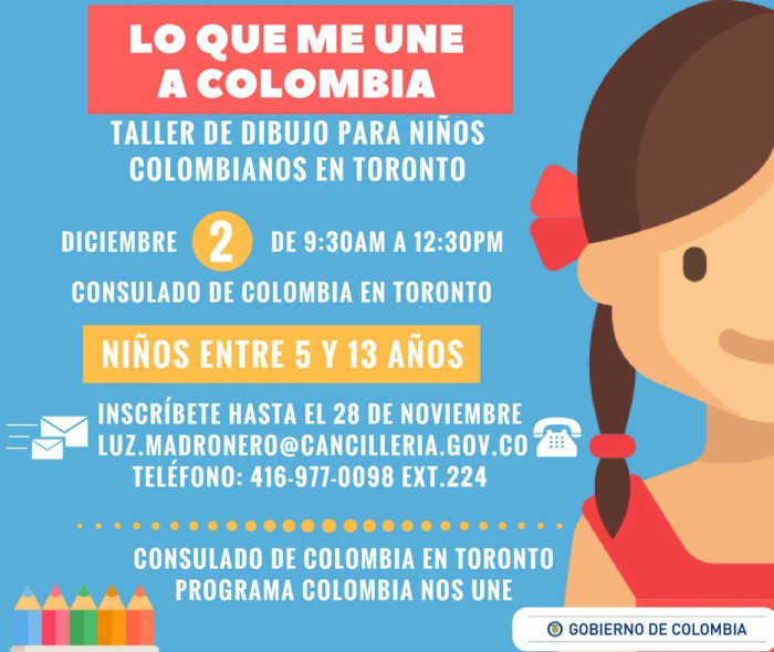 taller de dibujo para niños colombianos en Toronto
